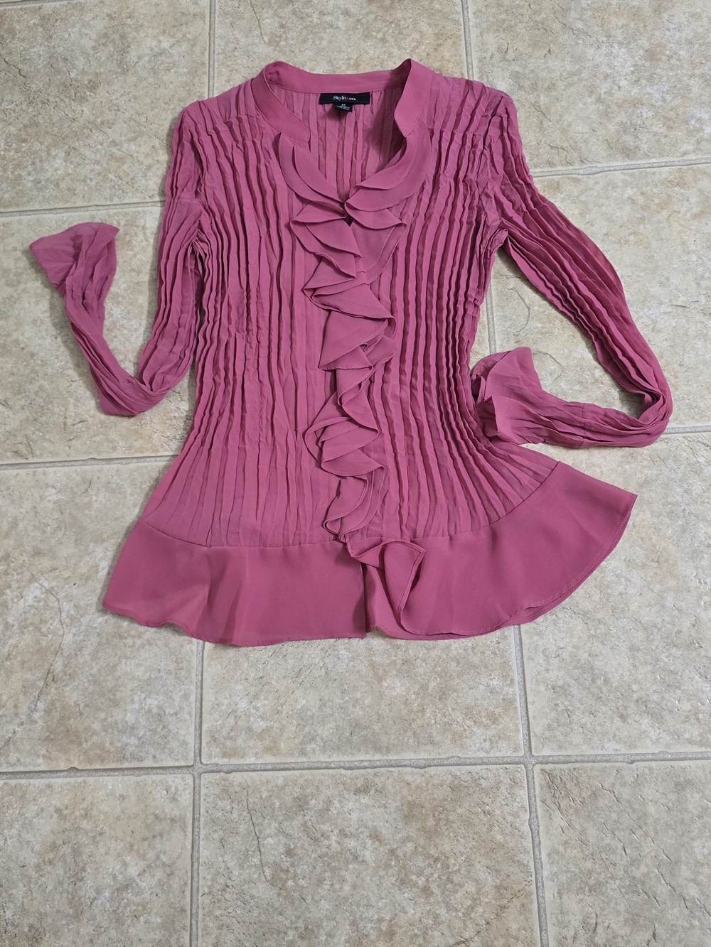Style & Co. Rose Pink Ruffle Pleat-Front Blouse